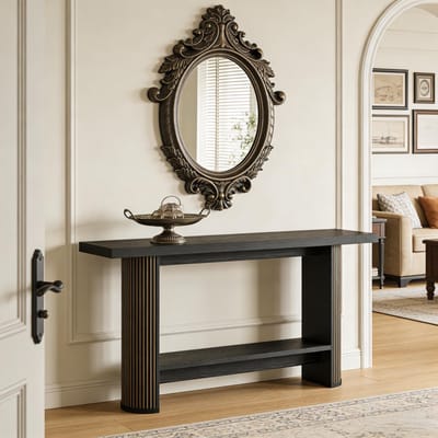 HAUSS SPOLE Consoletafel - Modern En Ruimtebesparend - Voor Hal En Woonkamer - Hout - Zwart