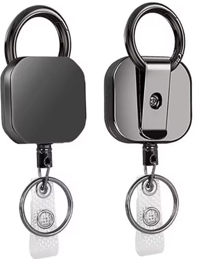 2 STUKS Uittrekbare Sleutelhanger Badgehouder van Metaal - Heavy Duty sleutelhanger met Karabijnhaak, Riemclip en Sleutelring - ID-kaart en naamhouder accessoire