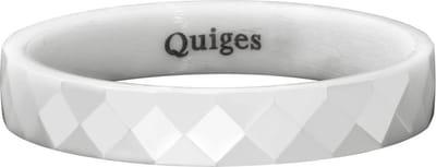 Quiges Stapelring Dames - Vulring Facet - Keramiek Wit - Maat 22 - Hoogte 4mm
