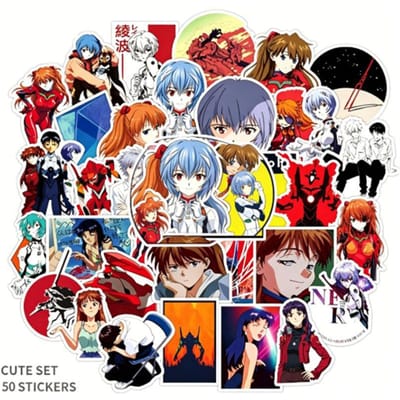 50 stuks Anime Neon Genesis Evangelion Stickers Eva Waterdicht Doe-het-zelf Decals Voor Telefoon Laptop Ipad Bagage Thermosfles Motorfiets Decoratie gray