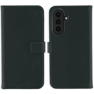 Selencia Hoesje - Geschikt voor Samsung Galaxy A57 (5G) - Echt Lederen Bookcase - Groen