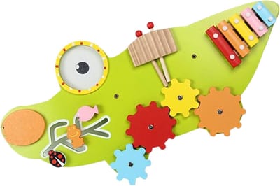 Activiteitenbord Hout - Sensorisch Leerspel - Fijne Motoriek Oefenen - Montessori Geïnspireerd - 60 x 40 cm - Meerkleurig
