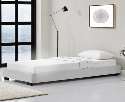 Houten bed Laag kunstleer met bedbodem 90x200 cm wit