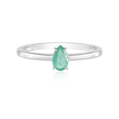 Cavill - Colombiaanse Smaragd Ring 0,258 ct - 925 Sterling Zilver met Platina Coating - Peervormig Geslepen - Elegant Luxe Damesring