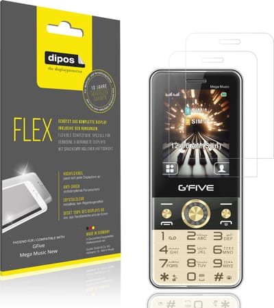 dipos – 2x Beschermfolie geschikt voor GFive Mega Music New | 3D Full Cover Screenprotector | 100% Passend