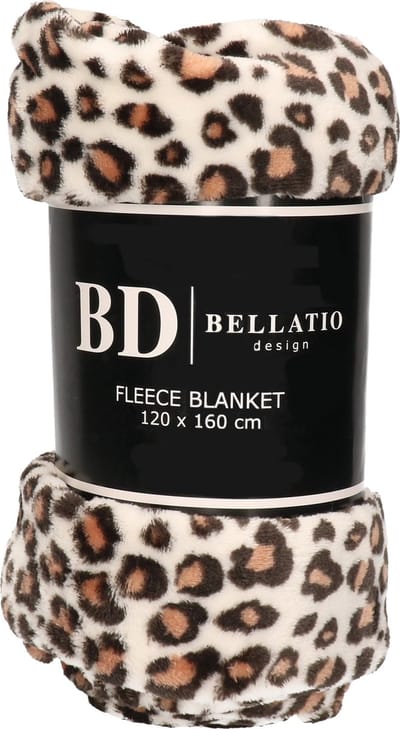Bellatio design Plaid - fleece deken - in luipaard dieren print - 120 x 160 cm - dekentjes