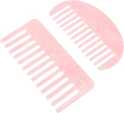 Acetaat Kammen - Ontwarrende Kam Zijkam - Haar Ontklitten - Dubbelzijdig Ontwerp - 13 x 6 cm - Roze