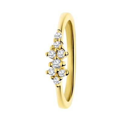 Lucardi - Dames Zilveren ring asymmetrisch zirkonia - Ring - 925 Zilver - Goudkleurig- 16 / 50 mm