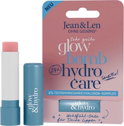 Jean & Len Lippenbalsem Glow Bomb Hydro Care 4.7 g - vegan, dierproefvrij, zonder siliconen, zonder parabenen, zonder minerale oliën