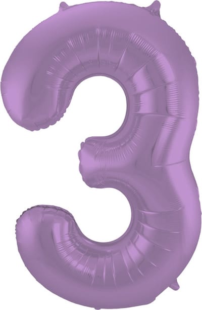 Folat - Folieballon Cijfer 3 Paars Metallic Mat - 86 cm