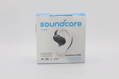 soundcore V20 black, Open Ear Hoofdtelefoon, Verstelbare Oorhaken, Ultra-Comfort, Snug Fit, 16mm Drivers, 4 Microfoons, IP55, LED-verlichting, 36H speeltijd, Snel opladen, Bluetooth 5.4, Multipoint