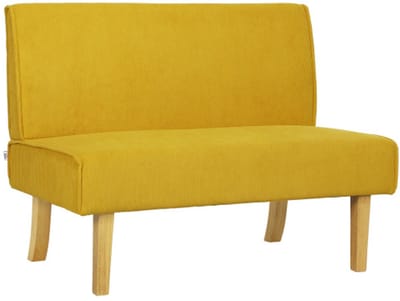 2-zits bank 110 cm corduroy sofa met houten poten, compacte tweezits bank voor woonkamer en slaapkamer geel