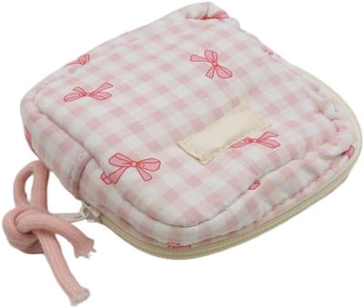Opbergtas Maandverband - Periode Tas - Hygiëne Organiseren - Gewatteerde Stof - 11x11x4.5 cm - Roze