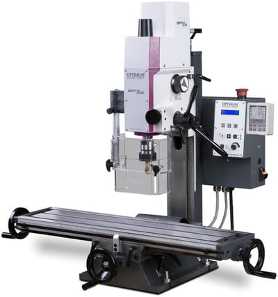 Boorfreesmachine X 480 mm Y 175 mm Z 210 mm MK2/M10 0,75 kW 230V digitale aflezing met accessoires Optimill