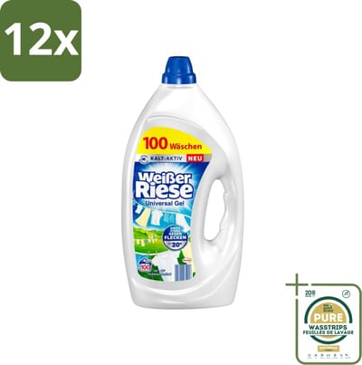 Weißer Riese - Wasmiddel - Gel - Witte Was - 4.5L - 100 Wasbeurten - Voordeelverpakking - 12 stuks - Wasgel - Vlekken verwijderen