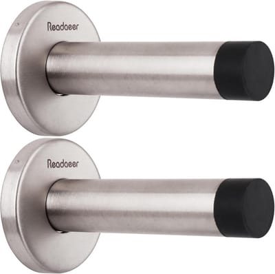 Deurstopper Set - Deurstoppers RVS - Muren Beschermen - Met Rubberen Buffer - 2 Stuks - Zilver