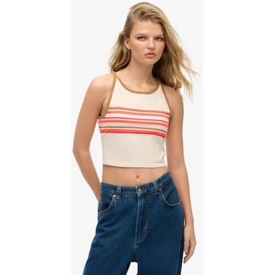 Superdry Gestreepte Vintage Surf Tanktop Grijs Grootte: 36