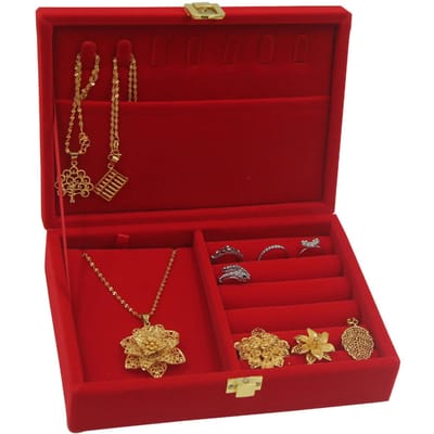 Boîte à Bijoux Rangement Indépendant Velours Rouge Étui à Bijoux de Voyage Boîtes Cadeaux Rouge Résistant aux Rayures brown