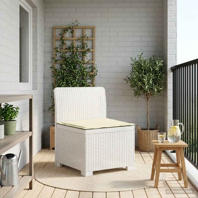 vidaXL - Eén-zits - Tuin - Sofa - met - Kussen - Rieten - Look - PP - Wit