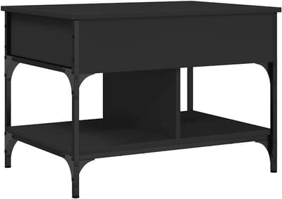 Koffietafel - Salontafel bijzettafel - Woonkamer meubilair - Metaal verwerkt hout - 70x50x50cm - Zwart