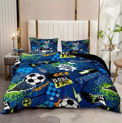 Voetbal Patroon Dekbedovertrek | Dekbedovertrek 135x200cm met 2 bijhorende kussenslopen | Voetbal Dekbedovertrek | Grappig Dekbedovertrek | Tiener Dekbedovertrek | 100% polyester | Exclusief Dekbed
