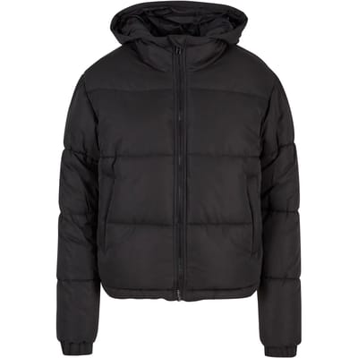 Urban Classics Ladies Peached Puffer Jacket With Hood Dames Winterjas - zwart - S