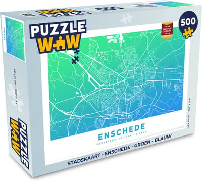 Puzzel Stadskaart - Enschede - Groen - Blauw - Legpuzzel - Puzzel 500 stukjes - Plattegrond