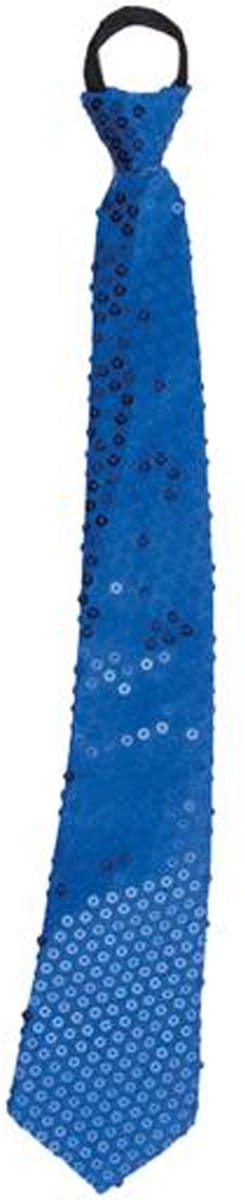 Funny FashionCarnaval verkleed stropdas - glitter pailletten - blauw - polyester - heren/dames