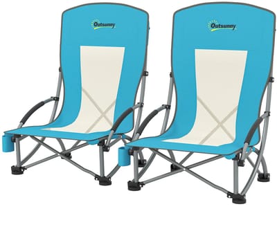 ZYLARO Campingstoel - 2 Stuks Opvouwbaar Kampeerstoel - Tot 120 kg - Met Mesh Rugleuning en Bekerhouder - Blauw