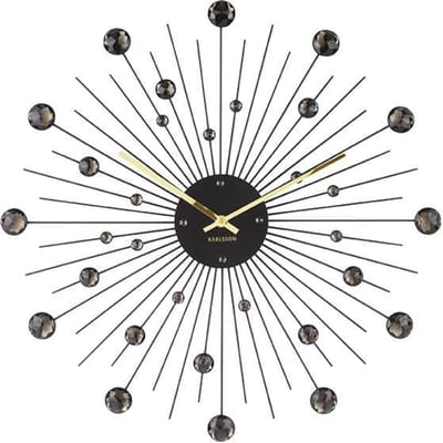 Karlsson Wandklok Sunburst - Kristal, Zwart - Large - Ø50cm - Scandinavisch