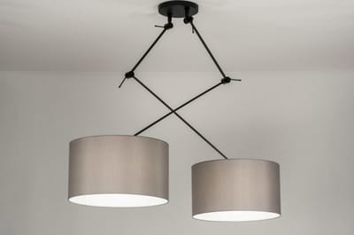 Lumidora Hanglamp 30807 - BROOKLYN - 2 Lichts - E27 - Grijs - Metaal