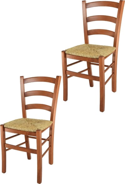 Tommychairs Venice - Eetkamerstoelen - Set van 2 - Kersenhout - Rotan