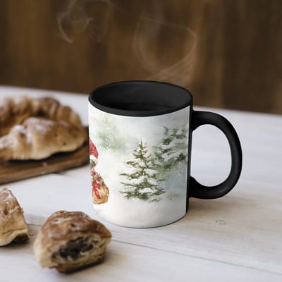 Magische Mok - Foto op Warmte Mokken - Koffiemok - Kerstman- Winter - Sneeuw - Wit - Rood - Magic Mok - Beker - 350 ML - Theemok