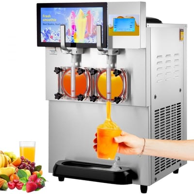 Slush- en granitamachine - Commerciële 2×8 L Dubbele Tanks - 26–32 L/uur - 1800 W - RVS Behuizing - 94 kg - 57×68×92,5 cm