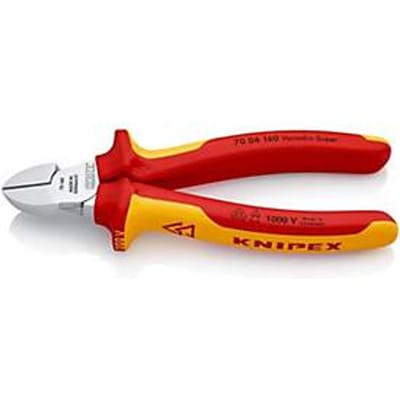 KNIPEX zijsnijtangen, L 160 mm, VDE-geïsoleerd tot 1000 V, meer-componentengrepen, verchroomd, snijkanthardheid 62 HRC