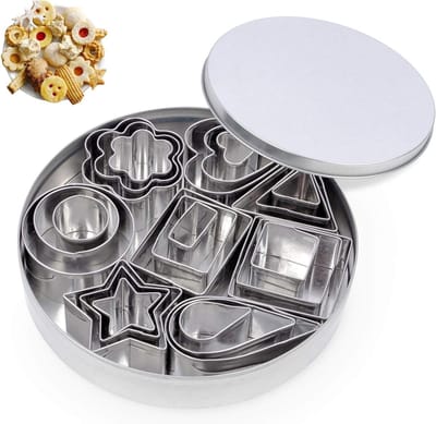 Dailygoods - 24 stuks koekjessnijders, uitsteekvormen van roestvrij staal, geometrisch, koekjessnijders voor doe-het-zelf cake, taartdecoratie, suikercake, koekjes