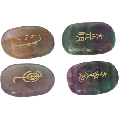 4 Stuks Reiki Balancerende Stenen Levendige Glans Gepolijst Handformaat Chakra Stenen voor Meditatie Genezing Zuivering gray