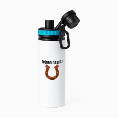 Hacebo® - paarden hoefijzer met eigen naam waterfles met draaidop blauw - Paarden - paarden liefhebbers - iemand die houdt van paarden - verjaardag - cadeau - kado - water fles - 850ML