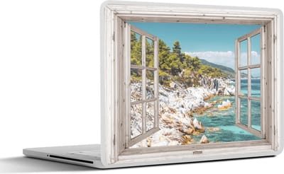 Laptop sticker - 13.3 inch - Doorkijk - Boom - Zee - 31x22,5cm - Laptopstickers - Laptop skin - Cover