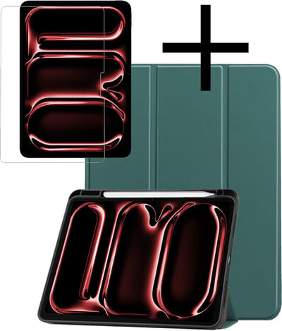 Hoes - Geschikt voor Apple iPad Pro (2024/2025) - 13 inch - Dun & Stevig - Trifold Bookcase - Hard Cover Case - Met Uitsparing Geschikt voor Apple Pencil - Hardcover Book - Tablet Hoesje - Donkergroen