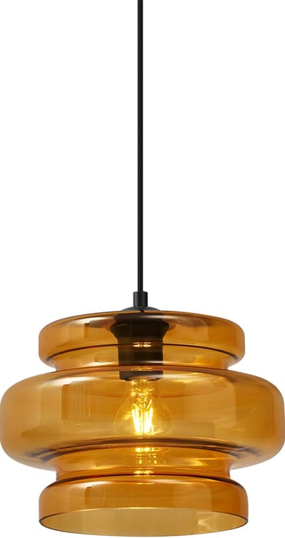 QAZQA denise - Retro Hanglamp - 1 lichts - Ø 28 cm - Oranje - Woonkamer | Slaapkamer | Keuken
