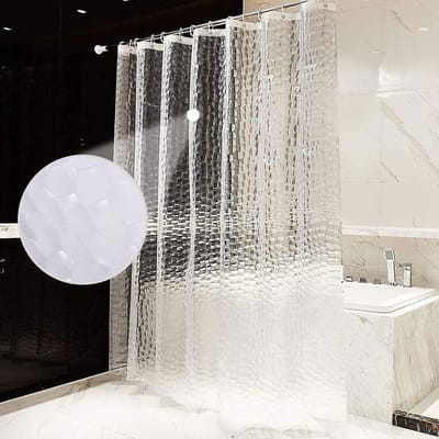 Famanu - Transparant douchegordijn 180x200 cm, EVA-materiaal, 3D-effect, schimmelwerend, met ringen