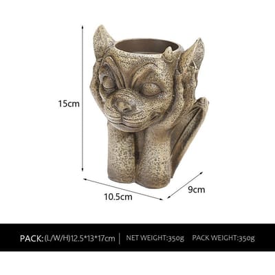 Europese Creatieve Reliëf Succulenten Bloempot Tuin Binnenplaats Balkon Decoratie Niet-poreuze Hars Bloempot Devil flower pot gray