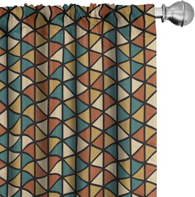 ABAKUHAUS Geometrische Voorhangen – Retro Raster Driehoeken – 2x75x245 cm – Meerkleurig