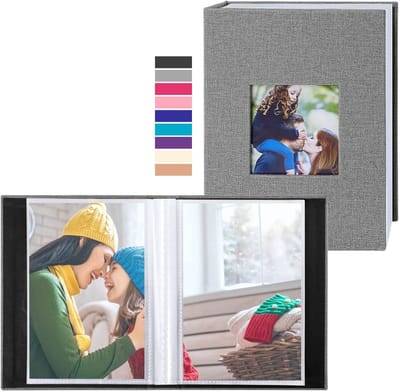 Dailygoods - Fotoalbum - Instapalbum - Hoogwaardig linnen - Zwart - Mini fotoalbum - Beschermt 50 foto's - Geschikt voor grootouders - 2 verpakkingen