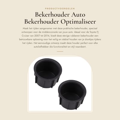 Dailygoods- Bekerhouder Auto - Zwarte Rubber Bekerhouder - Middenconsole - Geschikt voor T0y0ta FJ Cruiser 2007-2014 - Eenvoudig te Reinigen - Optimale Stabiliteit - Autobekerhouder