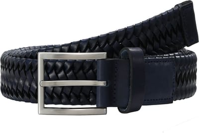 LLOYD Leren Riem Braided Men´s Belt W80 Marine Blauw
