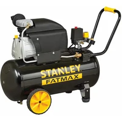 Stanley Fatmax Compressor, 50 liter, 10 bar, oliegesmeerd, horizontaal model, 2,5 pk, 240 l/min luchtdebiet, draagbaar, zwart geel, geschikt voor oppompen en pneumatisch gereedschap