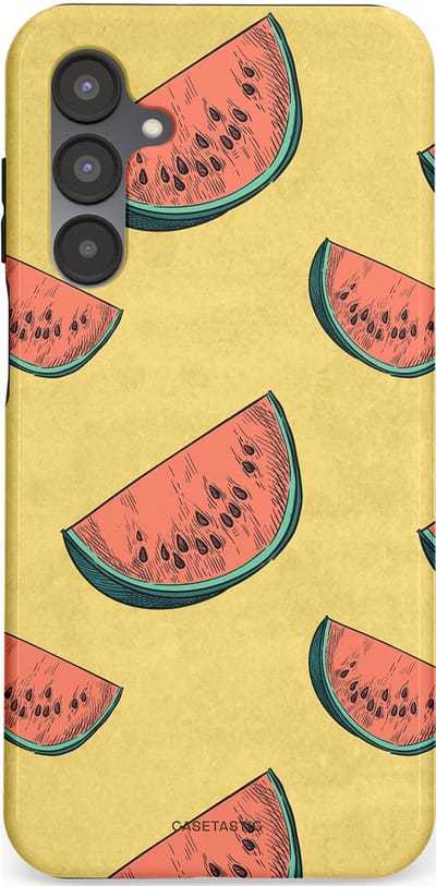 Casetastic Hoesje Geschikt voor Samsung A16 - Stijlvolle Beschermende Duo-layer Case - Retro Meloengeel