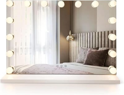 Hollywood Spiegel - Make-up spiegel - Verzorging aanbrengen - Verstelbaar licht - 58 x 45 cm - Wit